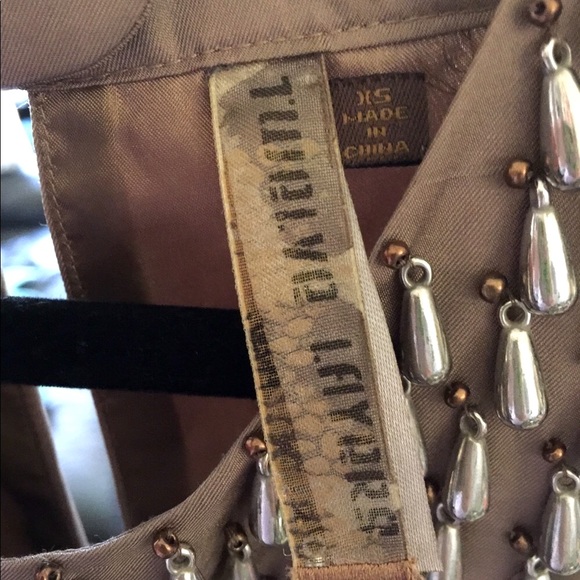 TWELVE LAYERS beaded neck sleeveless Gold satin swing mini XS - Picture 6 of 8